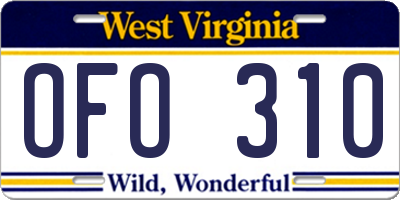 WV license plate OFO310