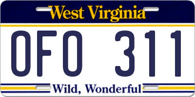 WV license plate OFO311