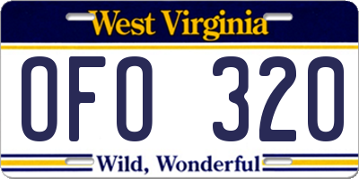 WV license plate OFO320