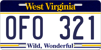 WV license plate OFO321