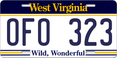 WV license plate OFO323