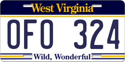 WV license plate OFO324