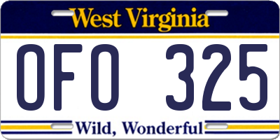 WV license plate OFO325
