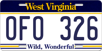 WV license plate OFO326