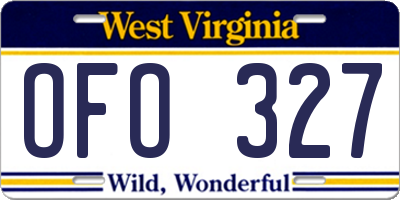 WV license plate OFO327
