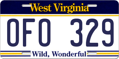 WV license plate OFO329