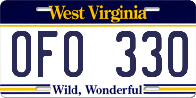 WV license plate OFO330