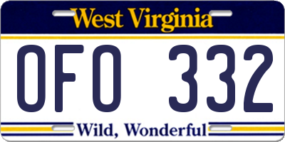 WV license plate OFO332