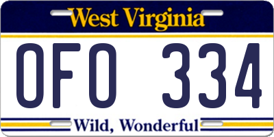 WV license plate OFO334