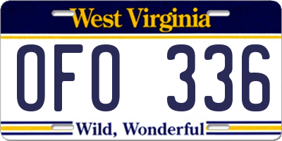 WV license plate OFO336