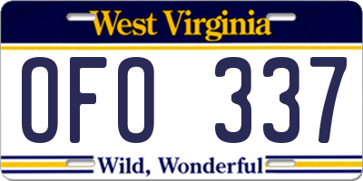 WV license plate OFO337