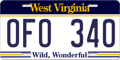 WV license plate OFO340