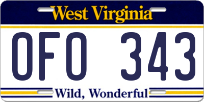 WV license plate OFO343