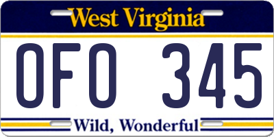 WV license plate OFO345