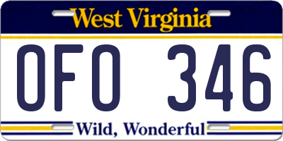 WV license plate OFO346