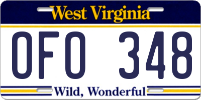 WV license plate OFO348