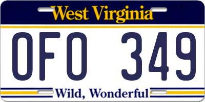 WV license plate OFO349