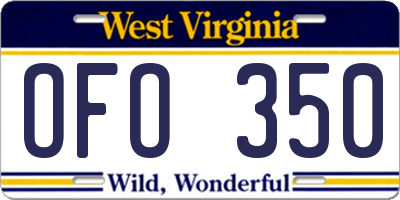 WV license plate OFO350