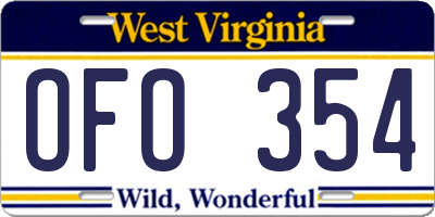 WV license plate OFO354