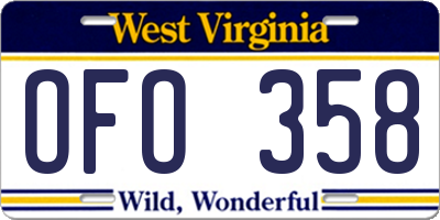 WV license plate OFO358