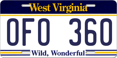 WV license plate OFO360