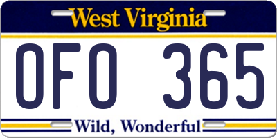 WV license plate OFO365
