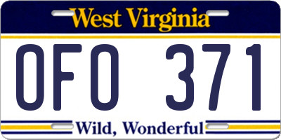 WV license plate OFO371