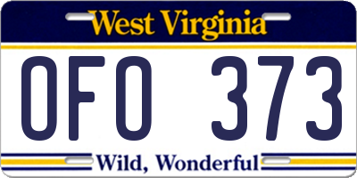 WV license plate OFO373