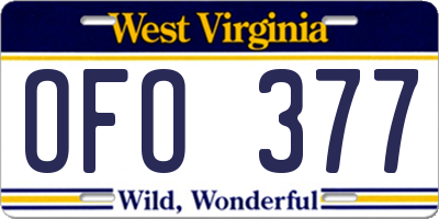 WV license plate OFO377