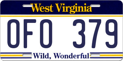 WV license plate OFO379