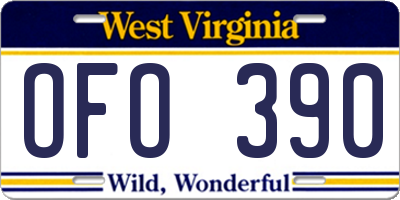WV license plate OFO390