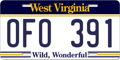 WV license plate OFO391