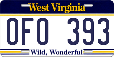 WV license plate OFO393