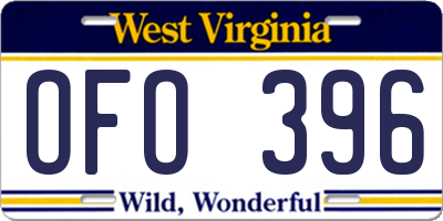 WV license plate OFO396