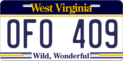 WV license plate OFO409