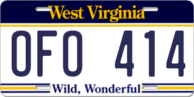 WV license plate OFO414