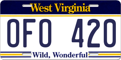 WV license plate OFO420