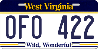 WV license plate OFO422