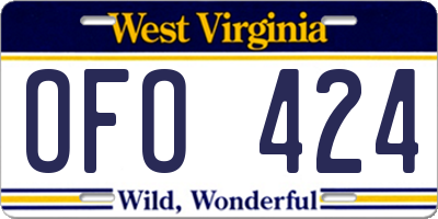 WV license plate OFO424