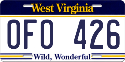 WV license plate OFO426