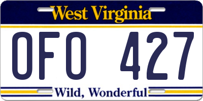 WV license plate OFO427
