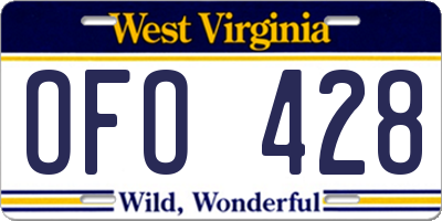 WV license plate OFO428