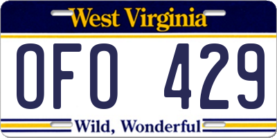 WV license plate OFO429