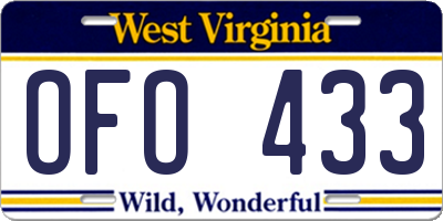 WV license plate OFO433