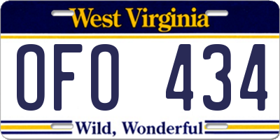 WV license plate OFO434