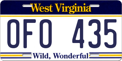 WV license plate OFO435