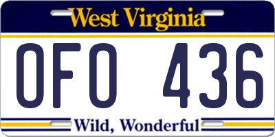 WV license plate OFO436