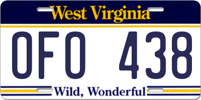 WV license plate OFO438