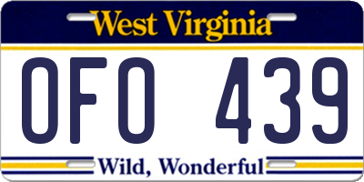 WV license plate OFO439