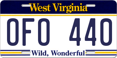 WV license plate OFO440